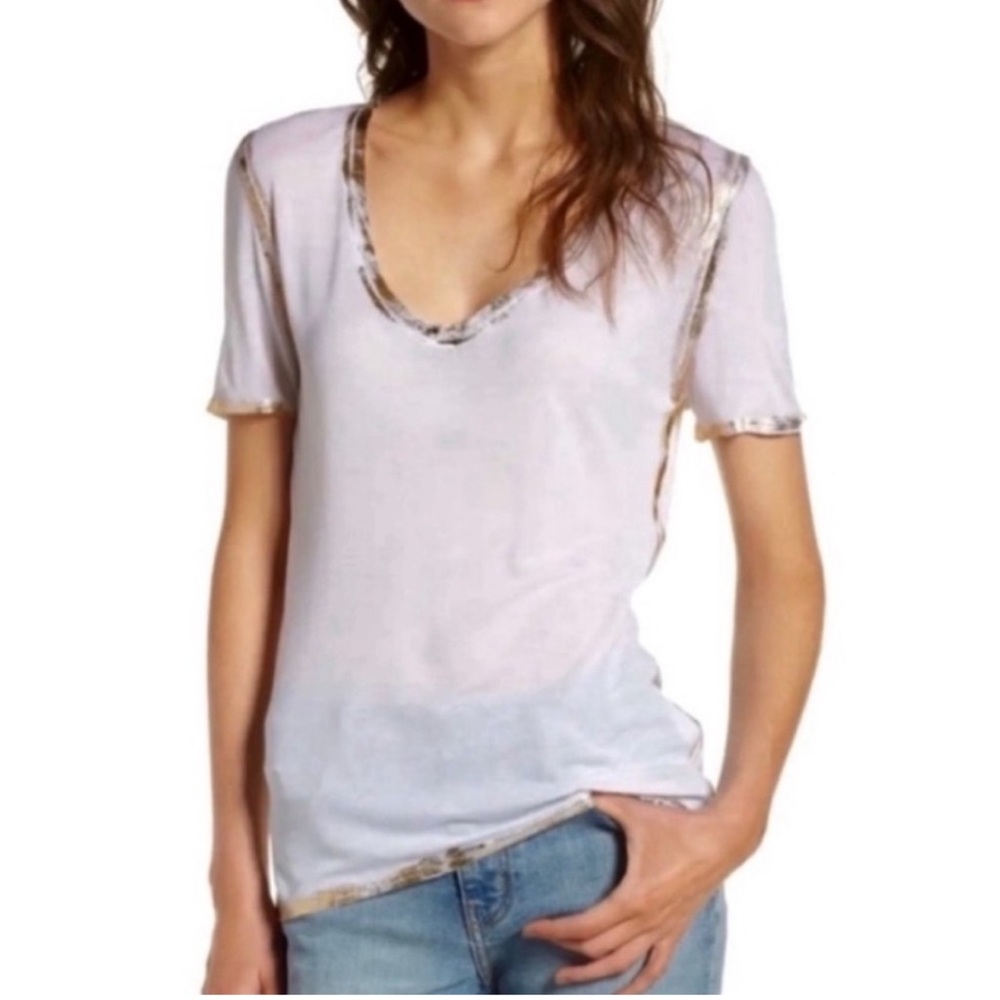Zadig & Voltaire Whit Short Sleeve Tee with Gold Detailing
